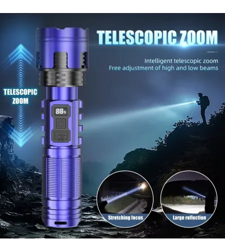 Superere taktikaline laetav LED-taskulamp